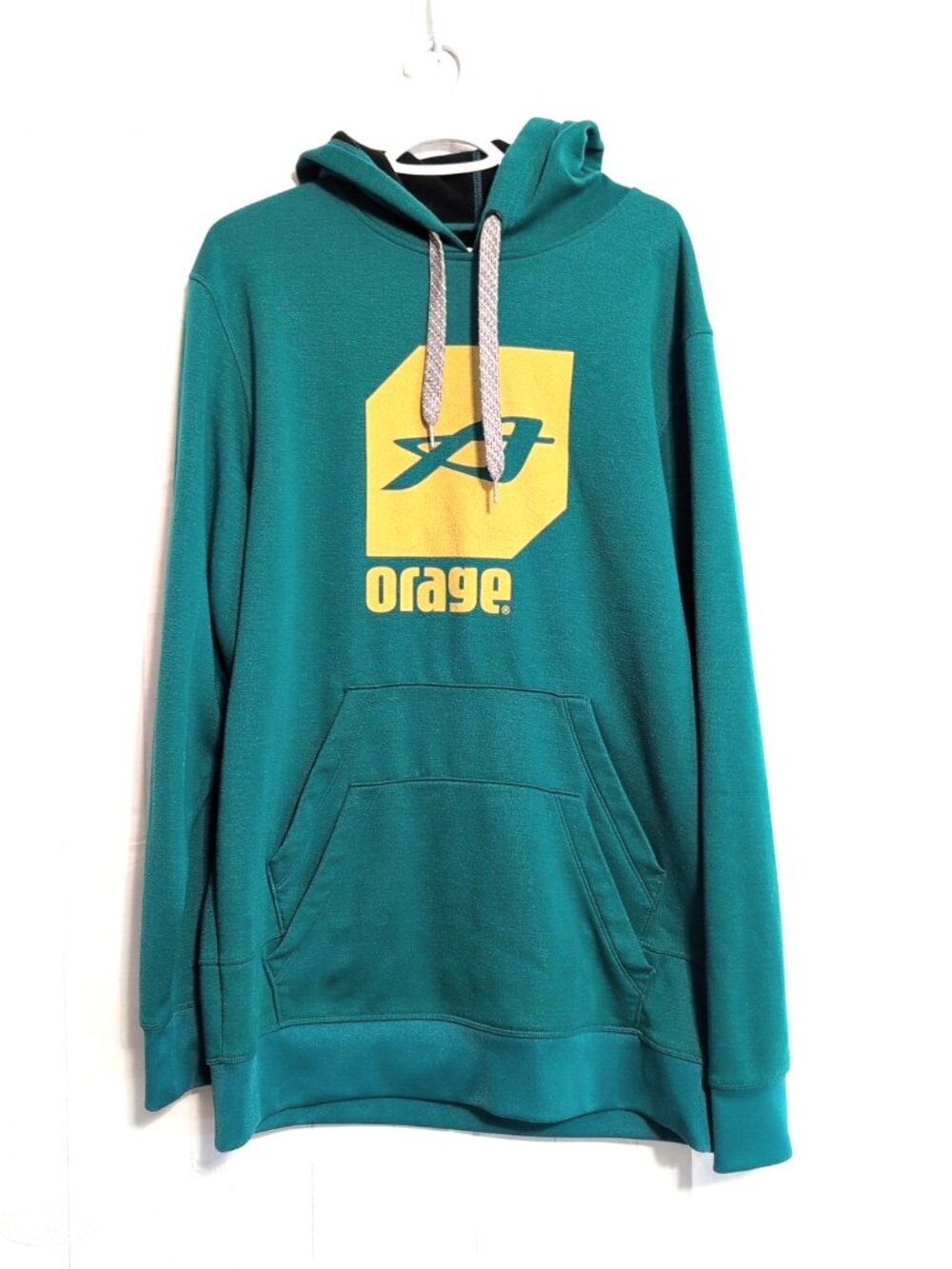 Orage Men's/Unisex sz M Long/Tall Hoodie w/ 2 Pockets Teal/Green + Black Fleece